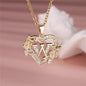 A-Z Letter Flower Heart Pendant Necklace