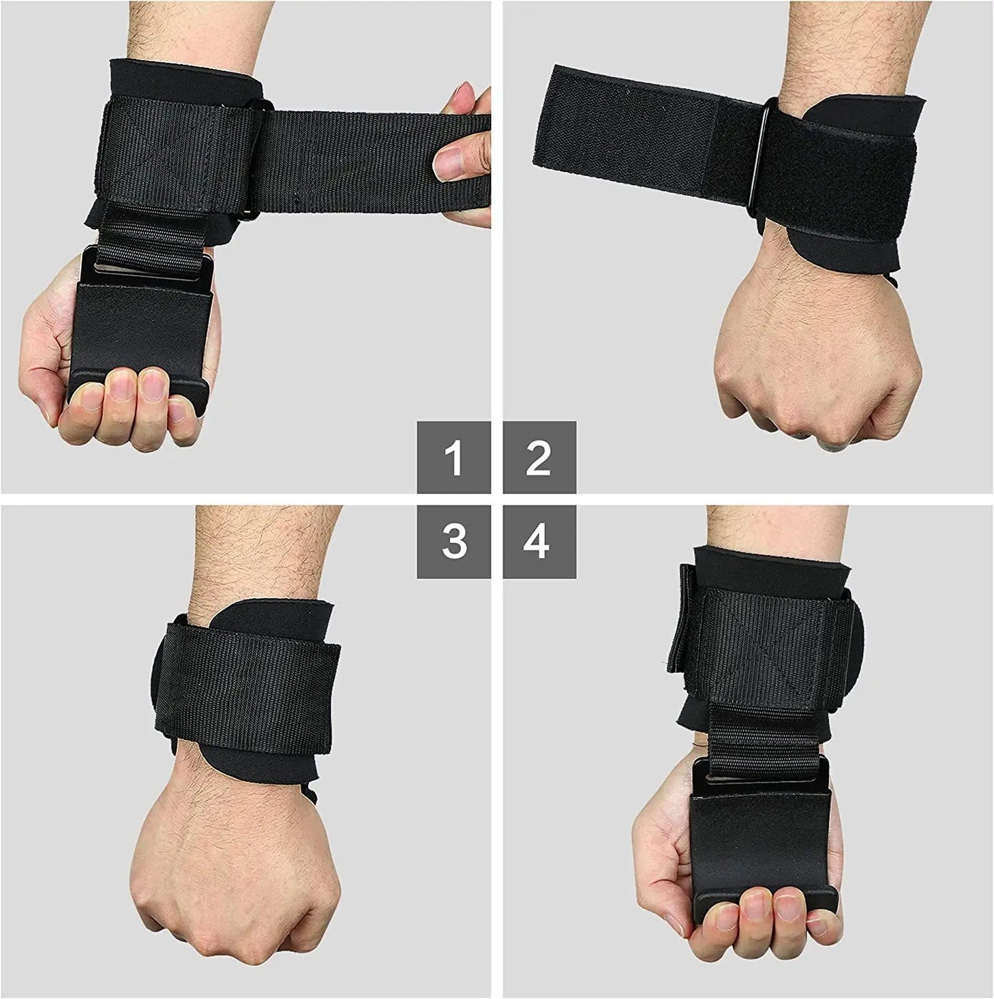 Weightlifting Hooks with Wrist Straps